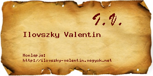 Ilovszky Valentin névjegykártya